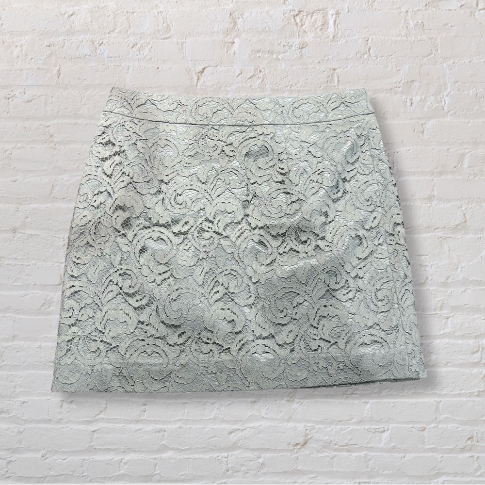 Banana Republic Light Grey Lace Mini Skirt Invisible Zipper Sz 14